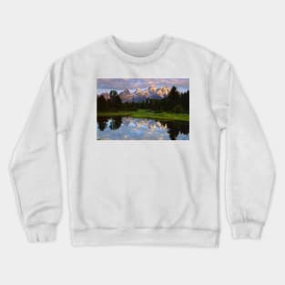 Teton Range And Its Reflection In Snake River Grand Teton National Park Crewneck Sweatshirt